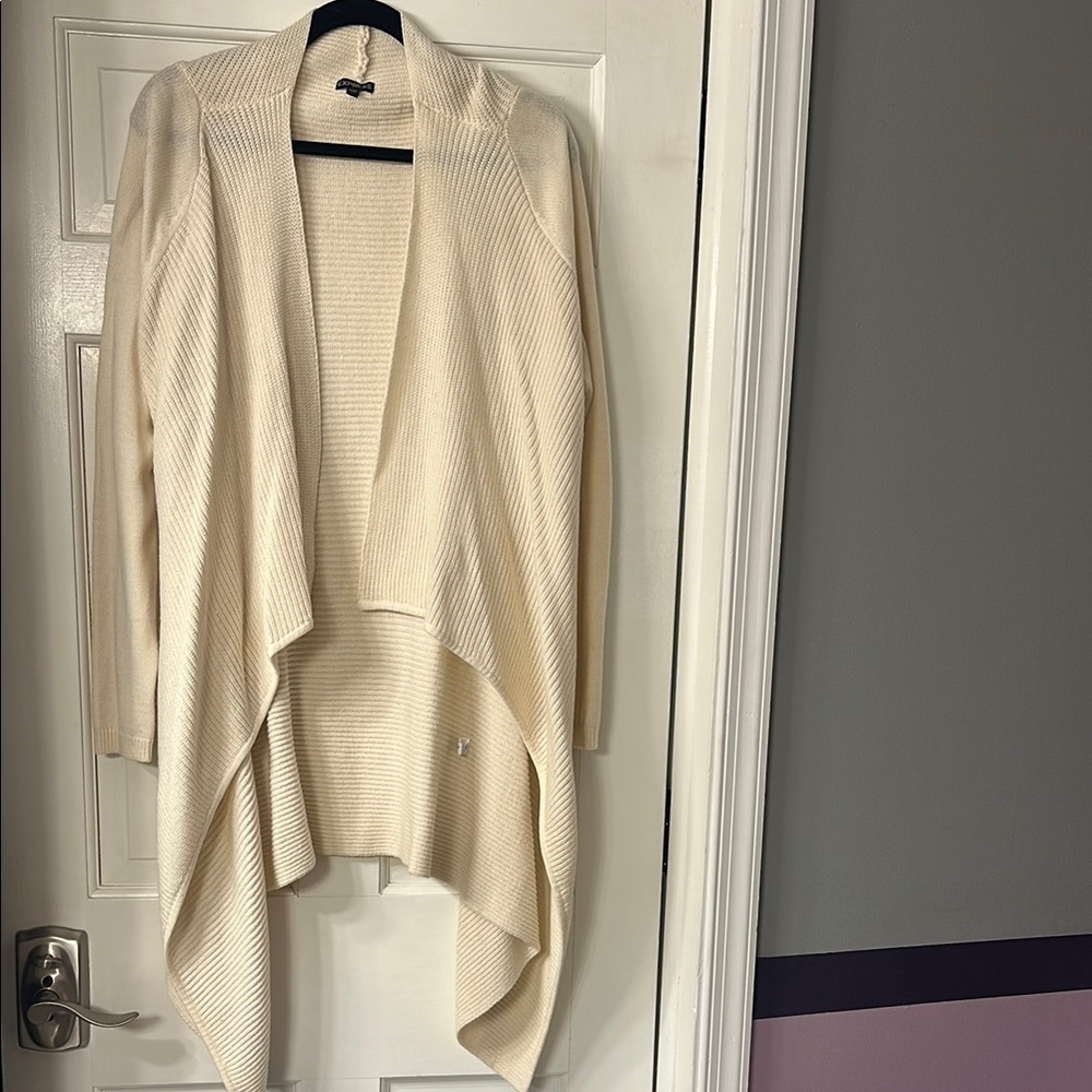 Express Cream Cardigan Sweater with Waterfall Front